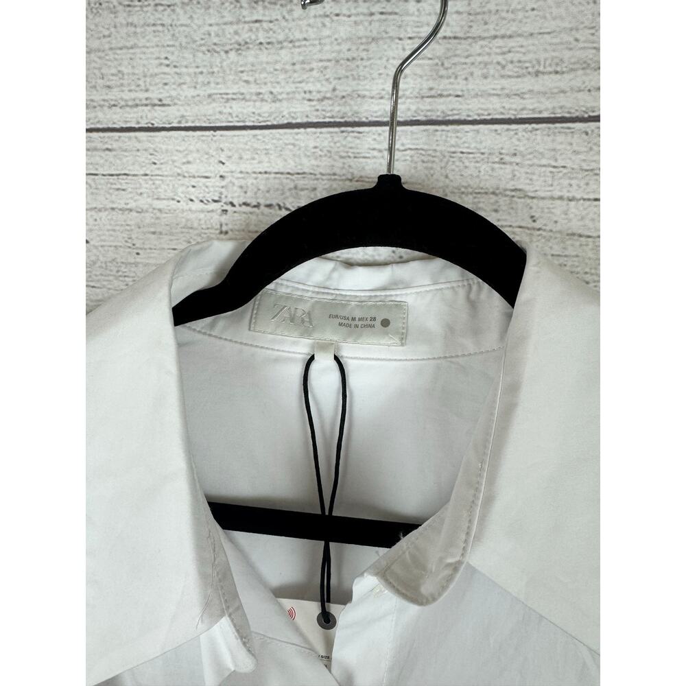 Zara Women's White Puff Sleeve Button Up Blouse Size Medium - Picture 2 of 7